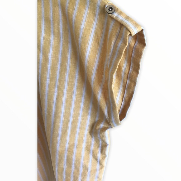 🪴3/$18 LoveTree Dress Yellow White Stripe Linen - Picture 5 of 7